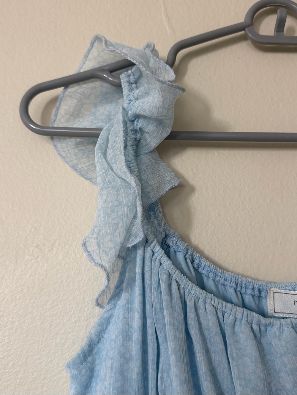 Light Blue Ruffle Strap Mini Dress - Picture 3 of 8
